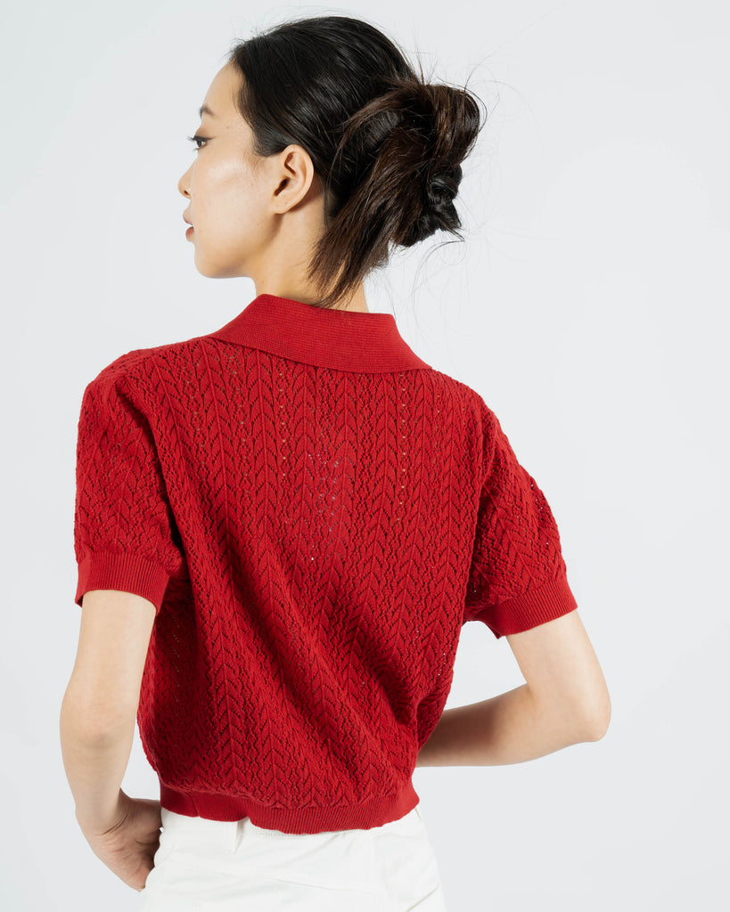 Chris Short Sleeve Knit Top (Red)