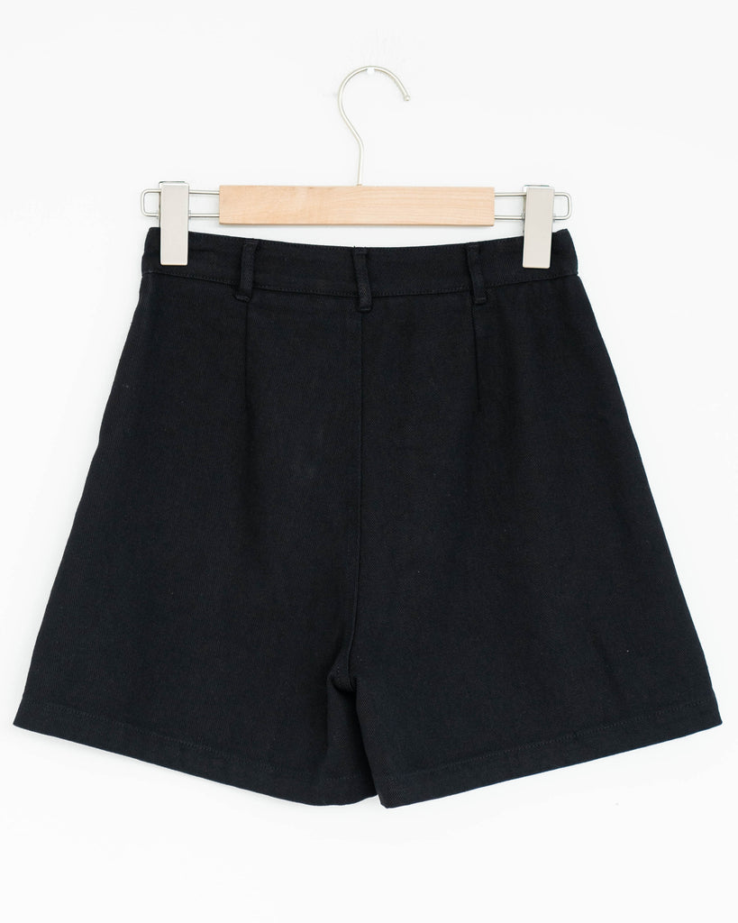 Cathy Denim A-line Shorts (Black)