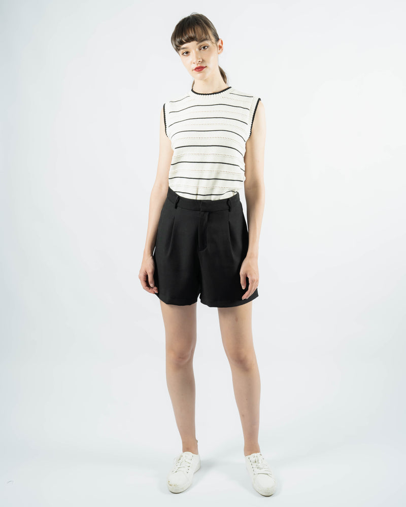 High Waist Tailored Shorts (Black)