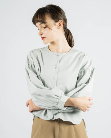 Relax Balloon Sleeve Blouse (Ash Green)