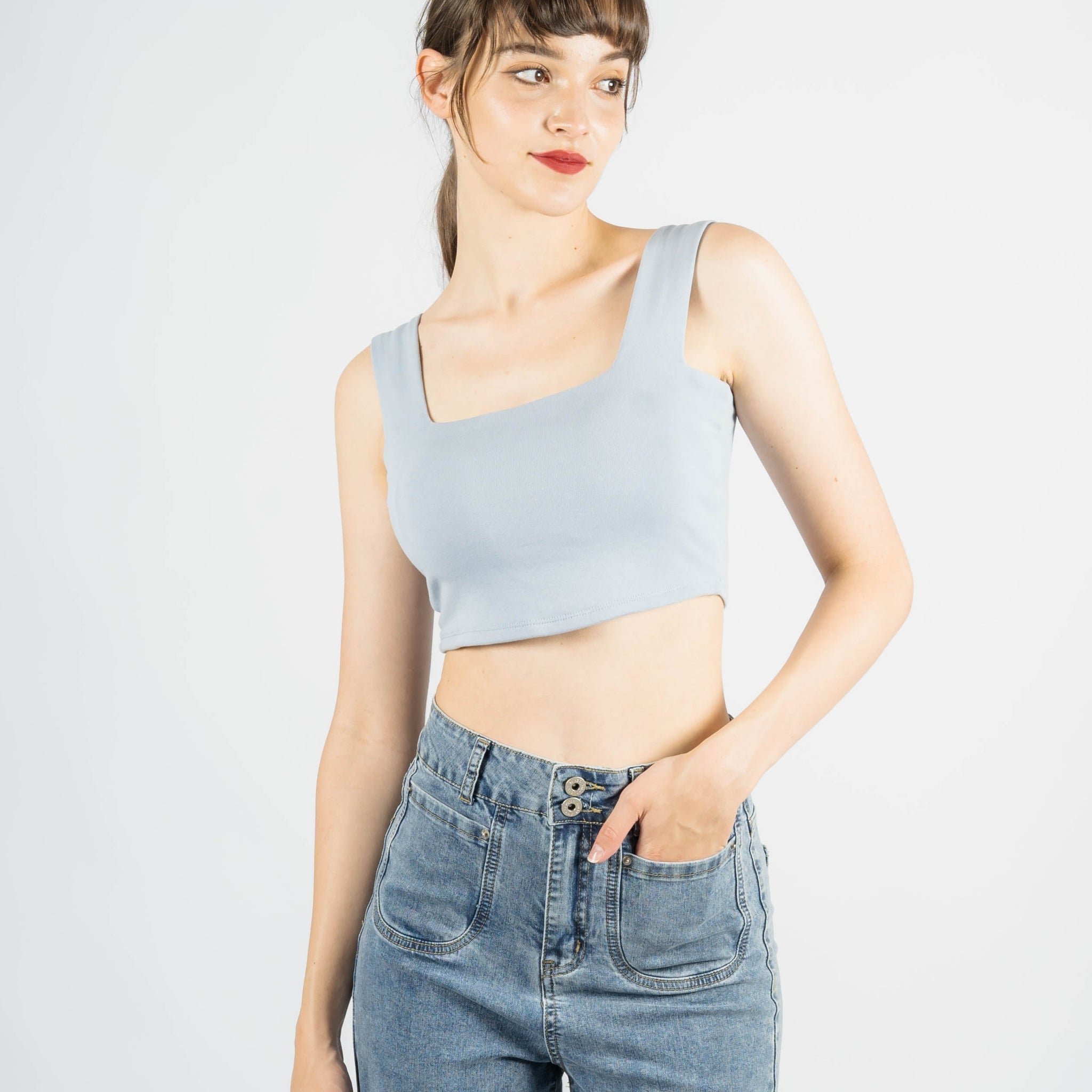 Classic Square Neck Crop Tank Top 1.0 (SIZE XS)