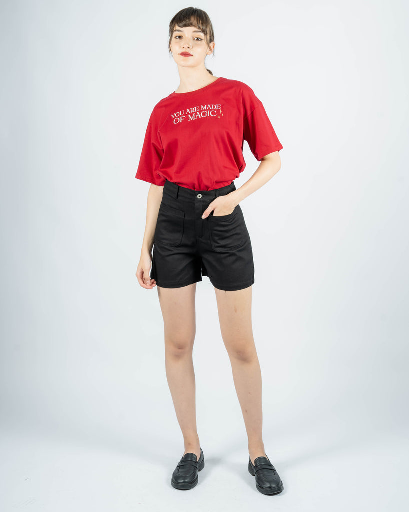 Cathy Denim A-line Shorts (Black)