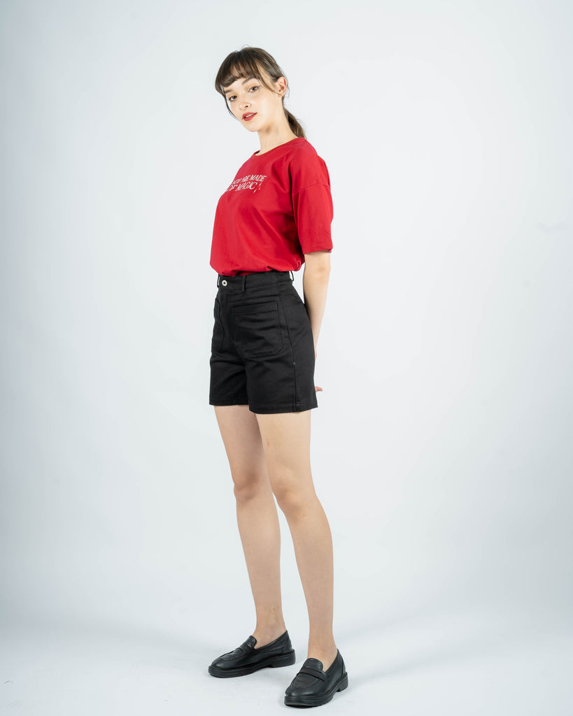 Cathy Denim A-line Shorts (Black)