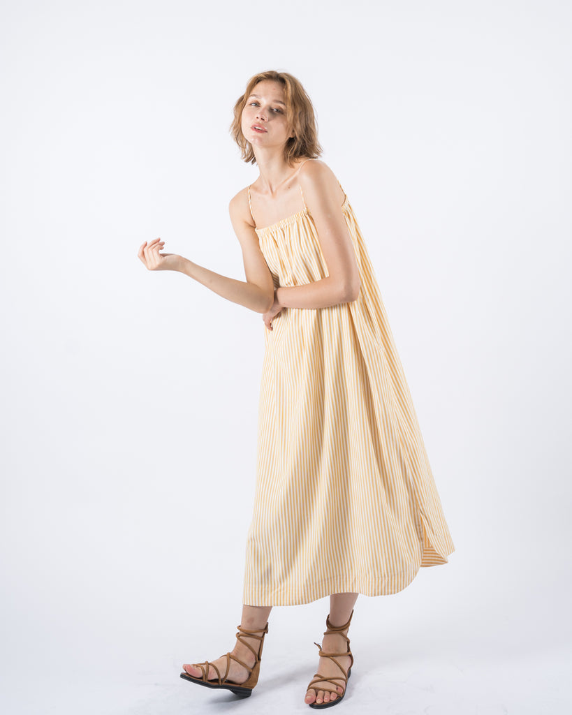 Pinstripe Maxi Dress (Yellow)