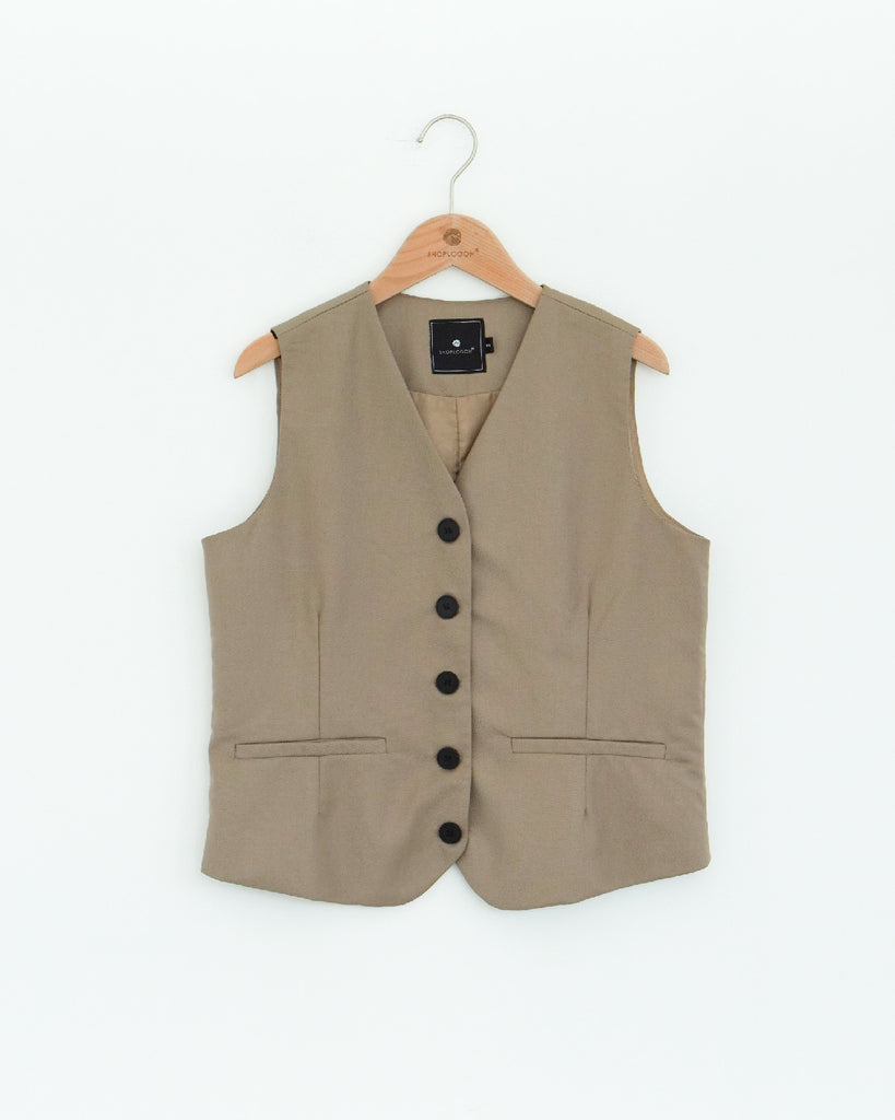 Cropped Waistcoat (Plaza Taupe)