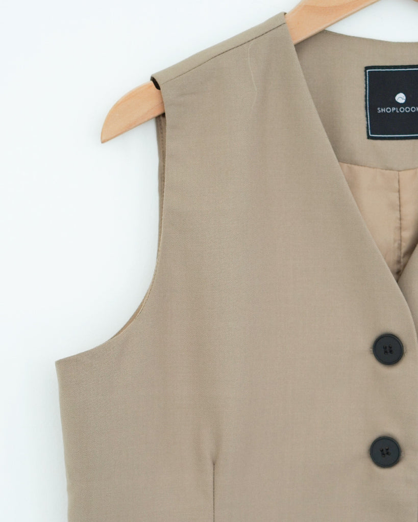 Cropped Waistcoat (Plaza Taupe)
