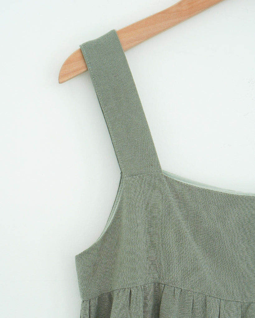 Adria Sleeveless Flare Top (Ash Green)