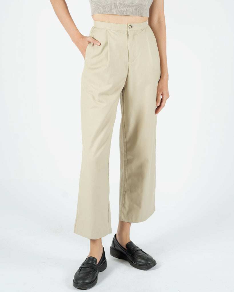 Kacy Straight Cut Pants (Light Beige)