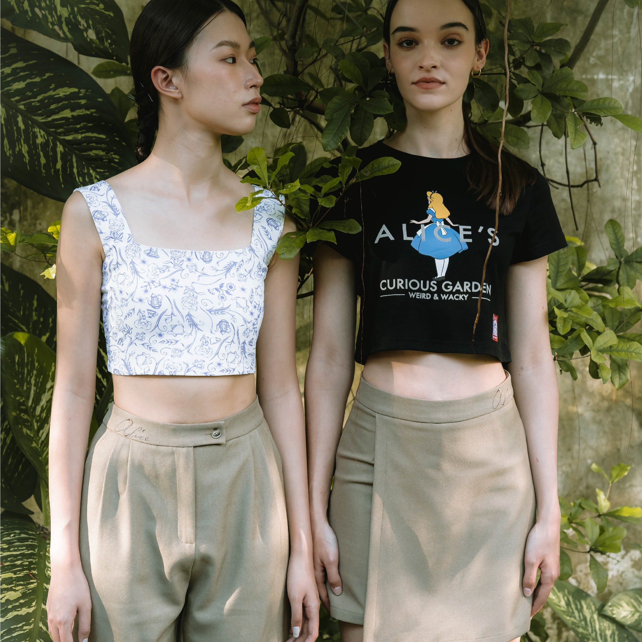 Alice’s Curious Garden Crop Top (Black)