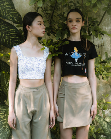 Alice’s Curious Garden Crop Top (Black)