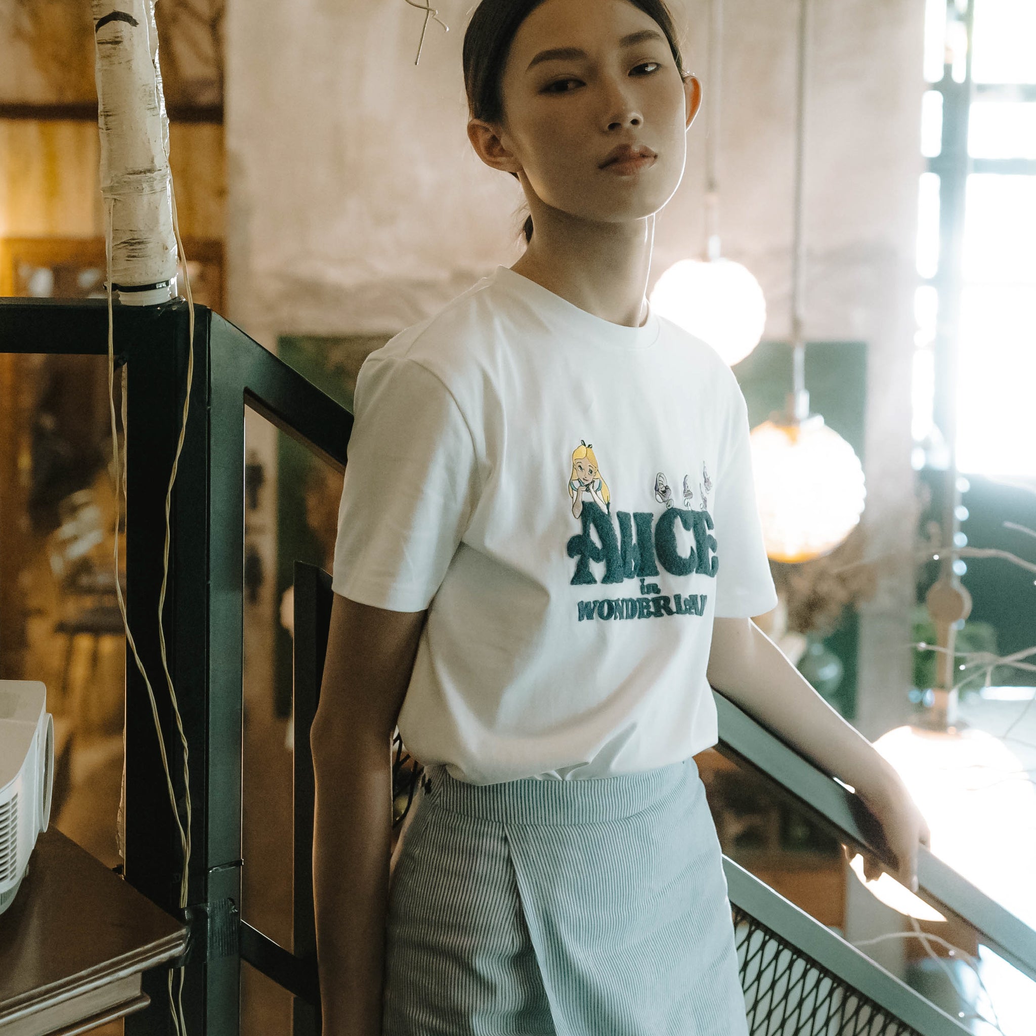 Alice Chenille Embroidery Tee (White)
